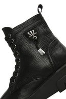 Women's Black Zippered Thick-Soled Leather Boots | Derimod