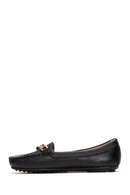 Women's Black Leather Buckle Loafer | Derimod