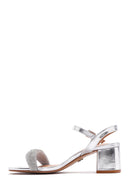 Women's Silver Ankle Strap Stone Sandals | Derimod