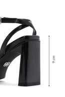 Kadın Siyah Metalik Tek Bant Topuklu Sandalet | Derimod