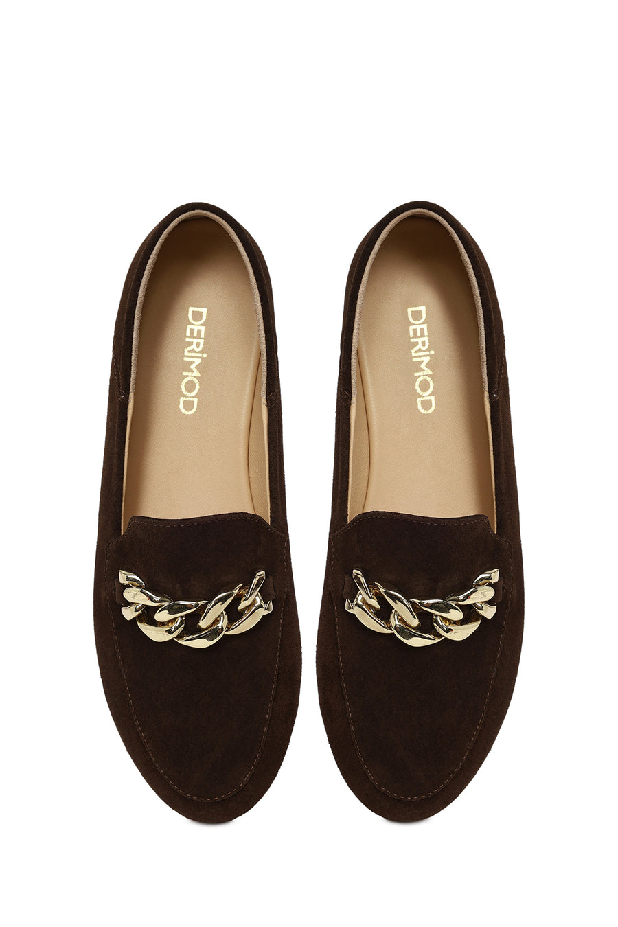 Woman Brown Buckled Suede Masculine Loafer