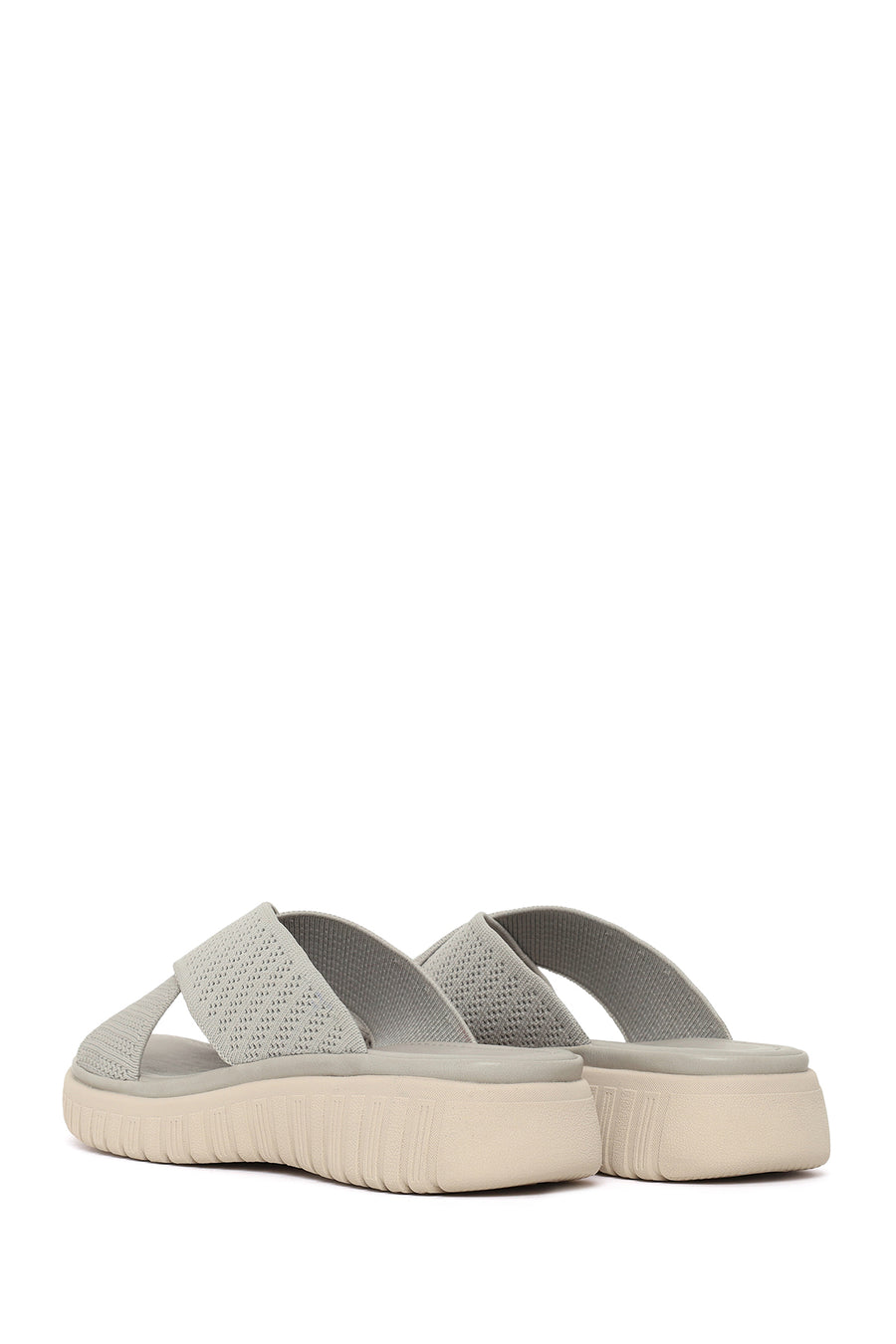 Woman Grey Thick-Soled Fabric Comfort Slippers
