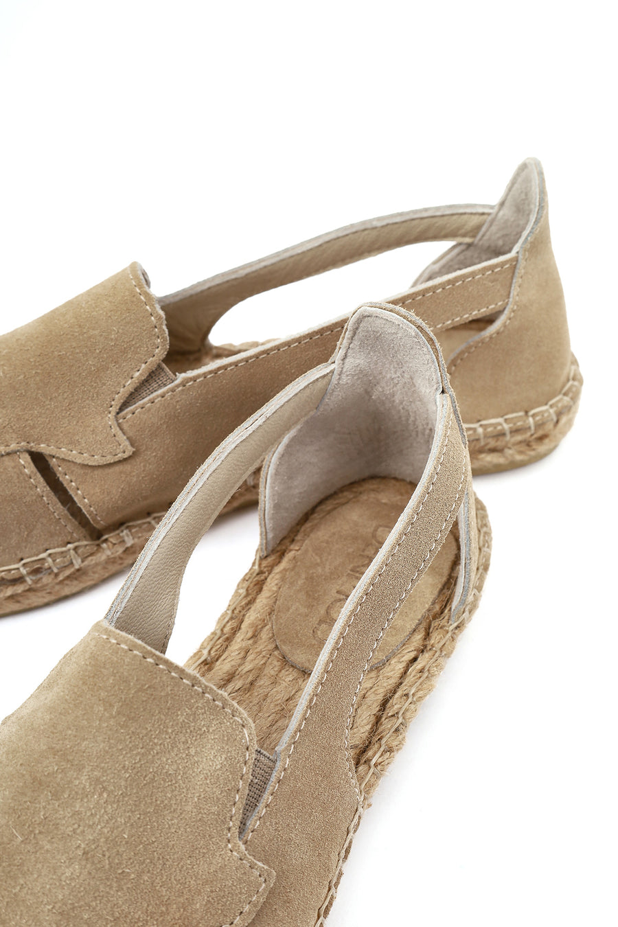 Woman Beige Suede Leather Espadrille Sandals