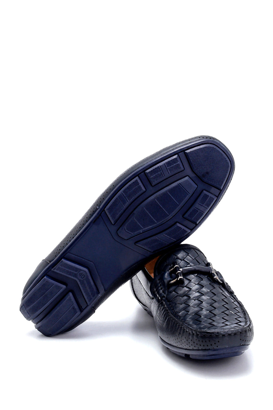 Erkek Deri Örgü Detaylı Loafer