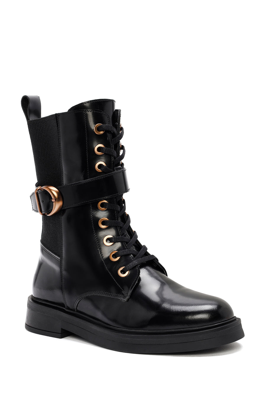 Women's Black Zippered Leather Boots