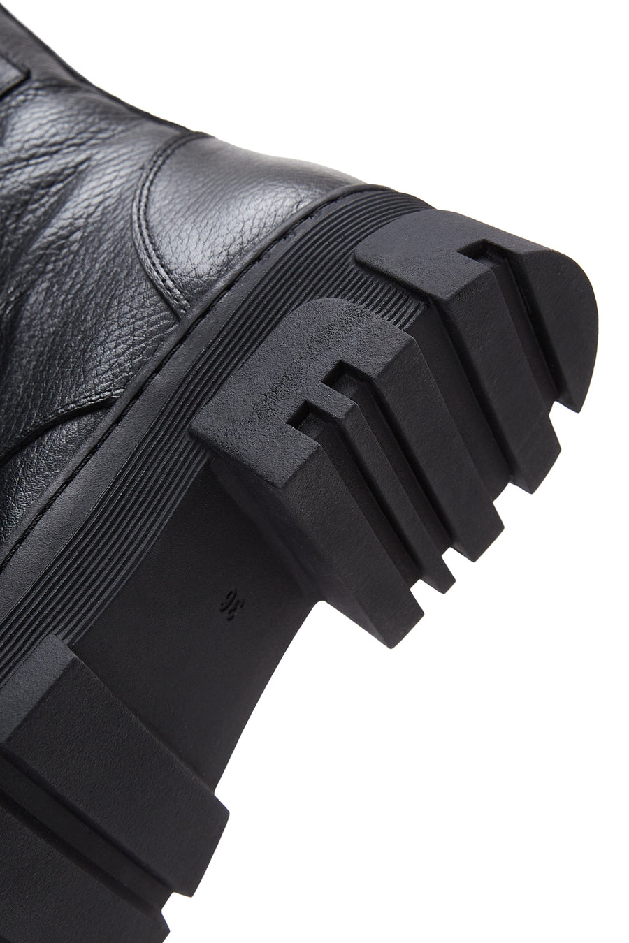 Women's Black Thick Soled Leather Boots