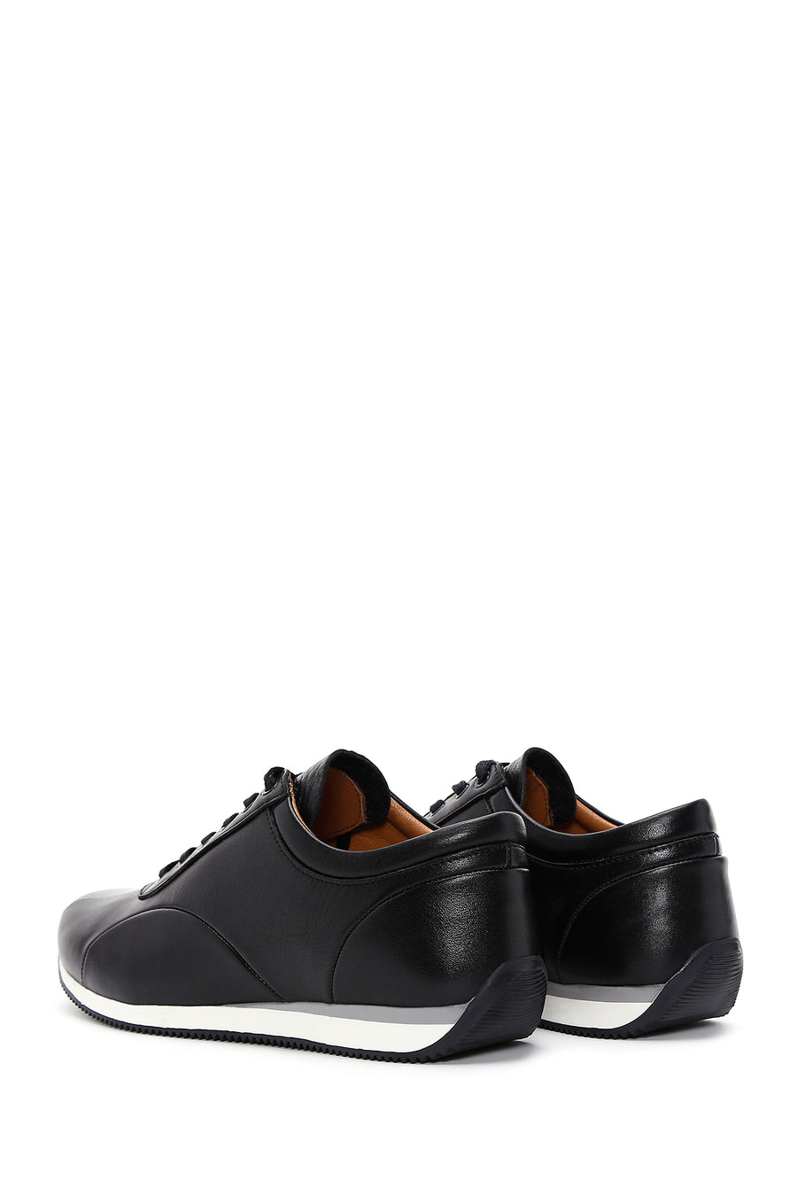 Men's Black Lace-Up Leather Casual Sneaker