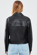 Luna Women's Tasseled Leather Jacket | Derimod