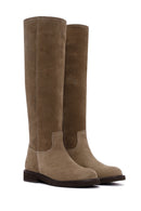 Women's Brown Suede Leather Boots | Derimod