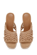 Women's Beige Heeled Slippers | Derimod