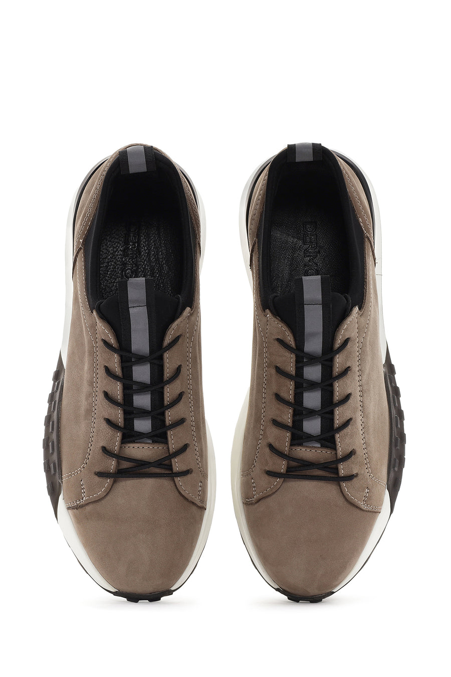 Erkek Bej Kalın Tabanlı Bağcıklı Deri Casual Sneaker