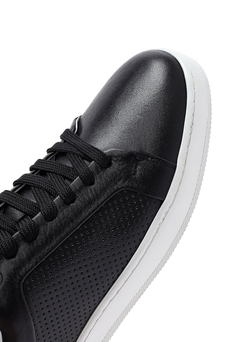Men's Black Lace-up Leather Sneaker