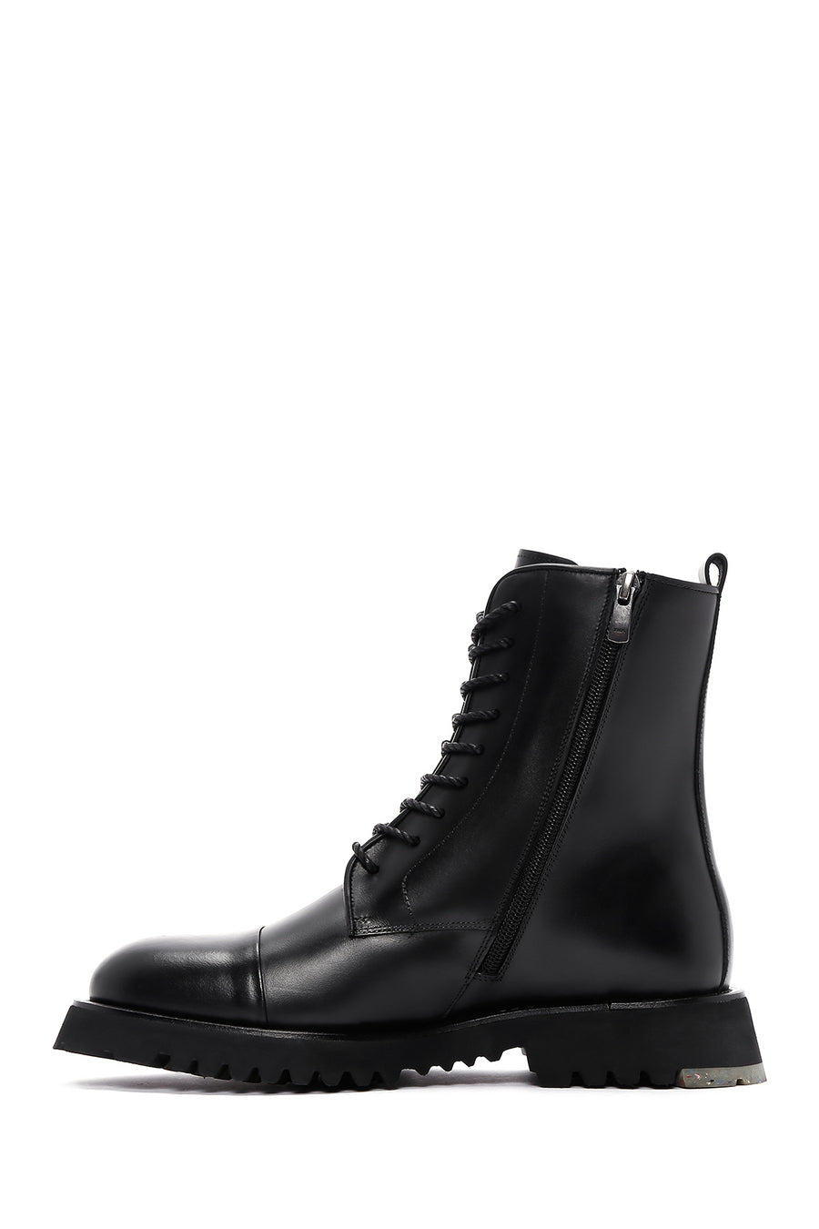 Men's Black Leather Zippered Boots