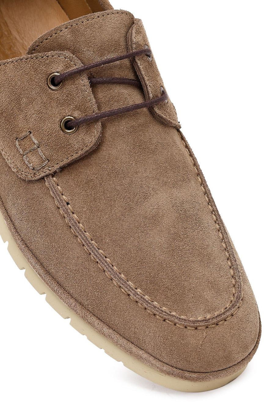 Men's Beige Lace-up Suede Leather Casual Shoes
