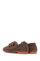 Women's Mink Buckled Suede Leather Masculine Loafer | Derimod