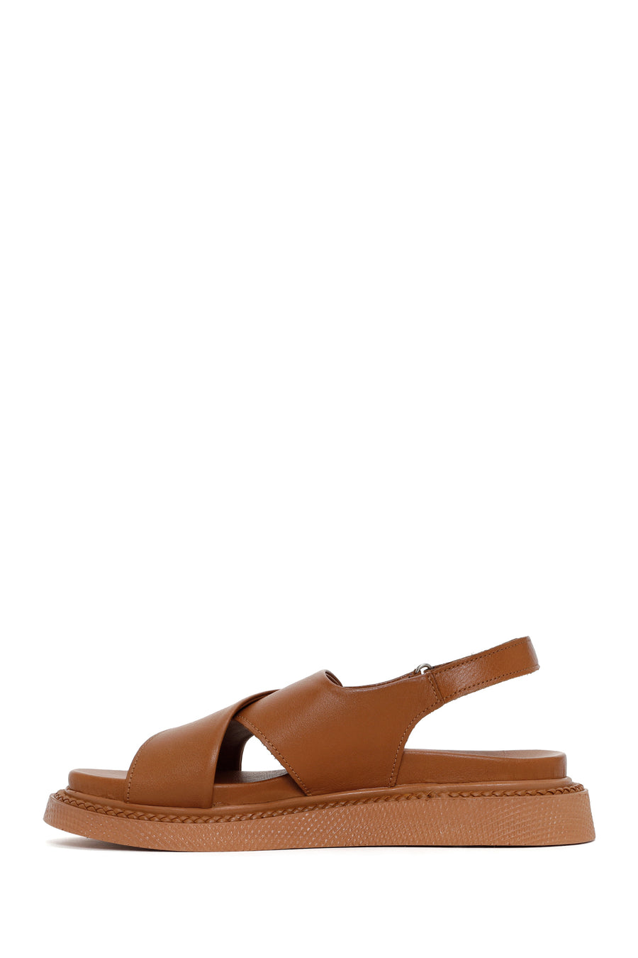 Women's Tan Strap Leather Comfort Sandals