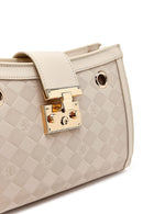 Women's Cream Long Strap Printed Shoulder Bag | Derimod