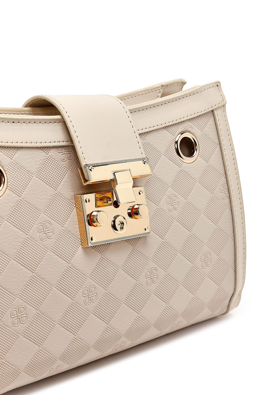 Women's Cream Long Strap Printed Shoulder Bag