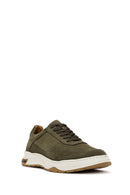Men's Khaki Lace-Up Nubuck Leather Sneaker | Derimod