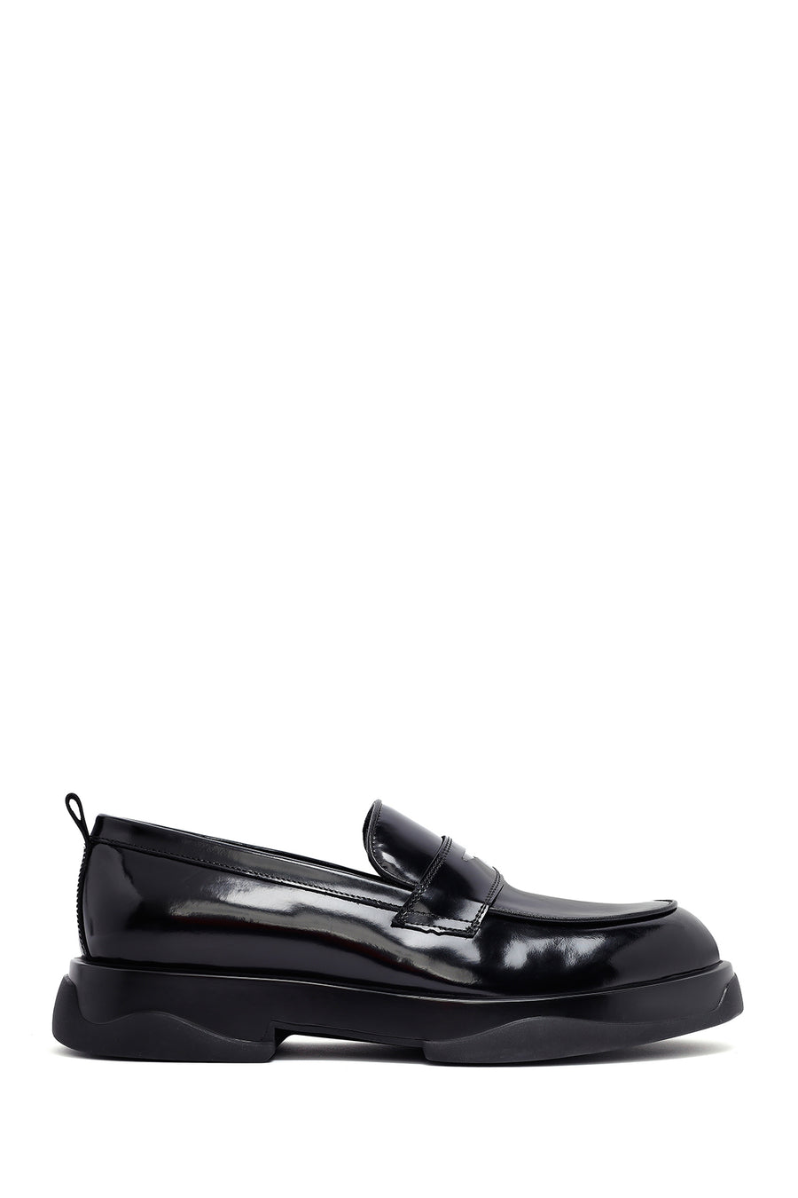 Male Black Thick-Soled Leather Loafer WM730006DA | Derimod