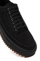 Male Black Lace-Up Thick-Soled Nubuck Leather Sneaker | Derimod