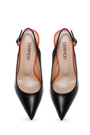 Women's Black Leather Heeled Shoes | Derimod
