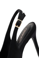 Women's Black Accessory Detailed Open Back Thin Heeled Shoes | Derimod