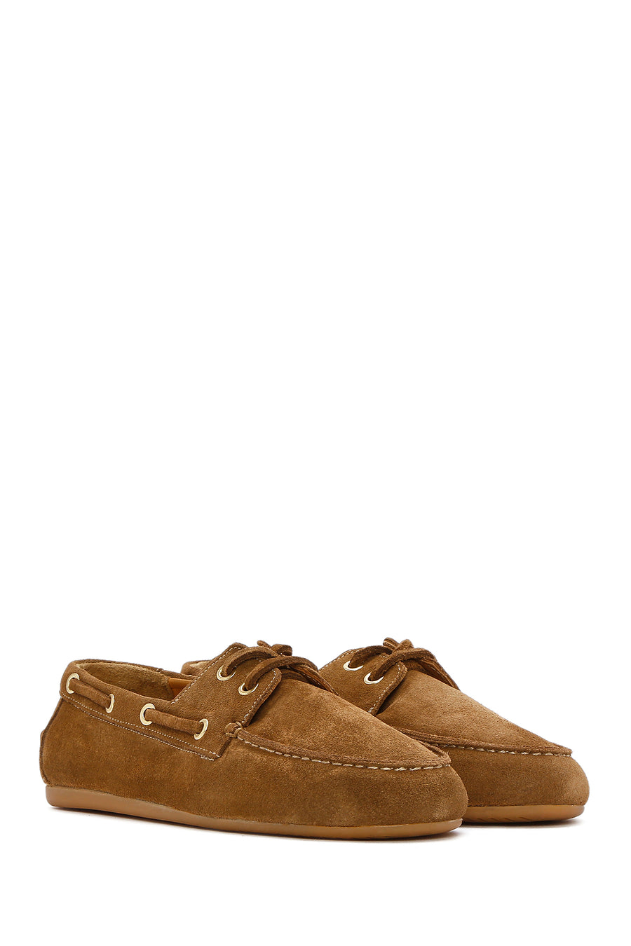 Women's Tan Lace-up Suede Leather Shoes