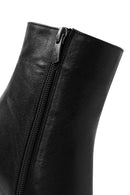 Women's Black Zippered Thin Heeled Leather Boots | Derimod