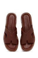 Women's Brown Leather Comfort Slippers | Derimod