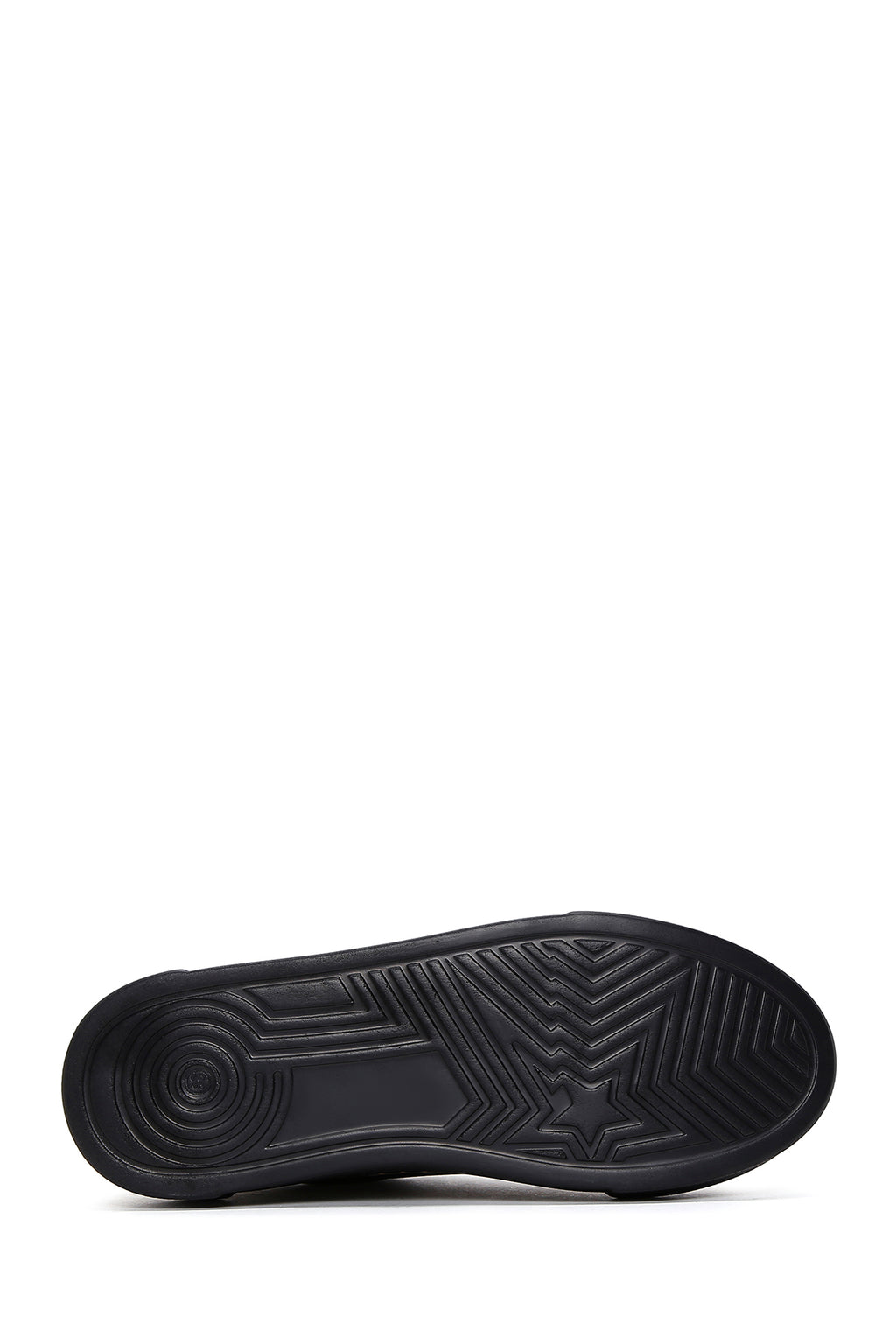Kadın Siyah Deri Kalın Tabanlı Sneaker