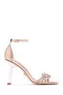 Women's Beige Stone Ankle Strap Thin Heel Sandals | Derimod