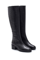 Women's Leather Zippered Heeled Boots | Derimod