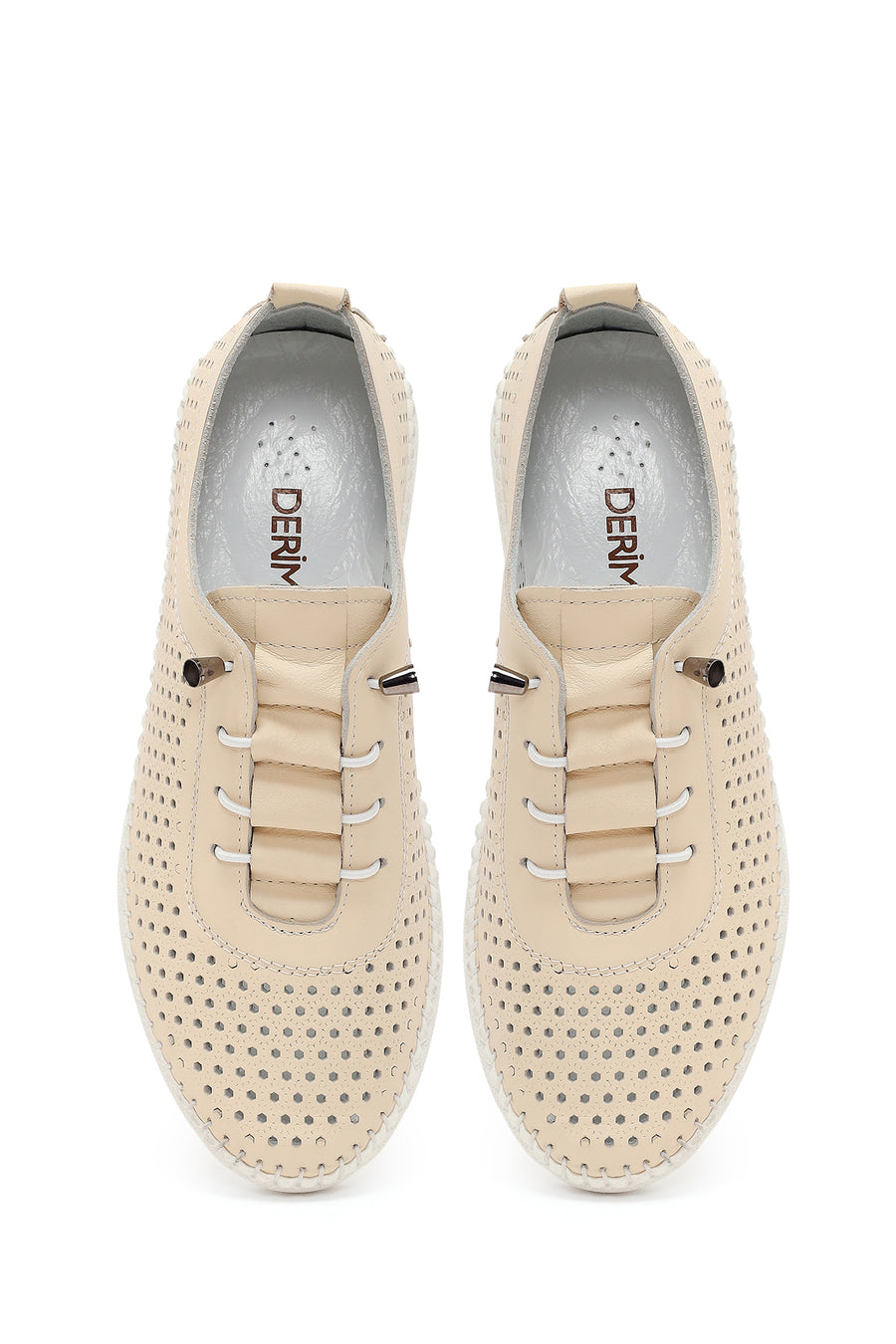 Woman Beige Leather Comfort Shoes
