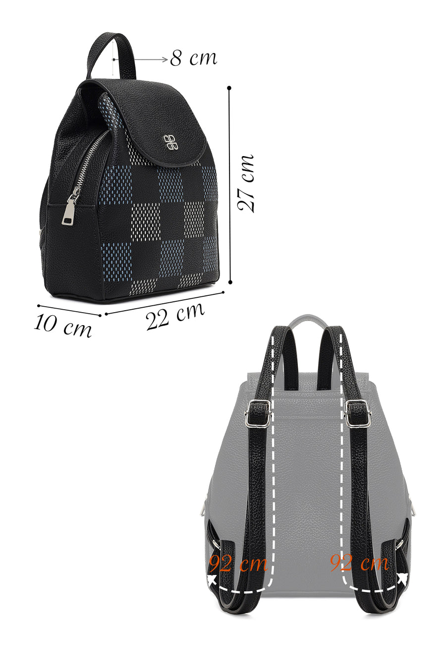 Women's Black Printed Backpack