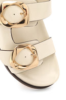 Woman Cream Double-Buckle Slippers | Derimod