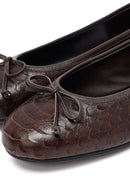 Woman Brown Patterned Leather Babet | Derimod