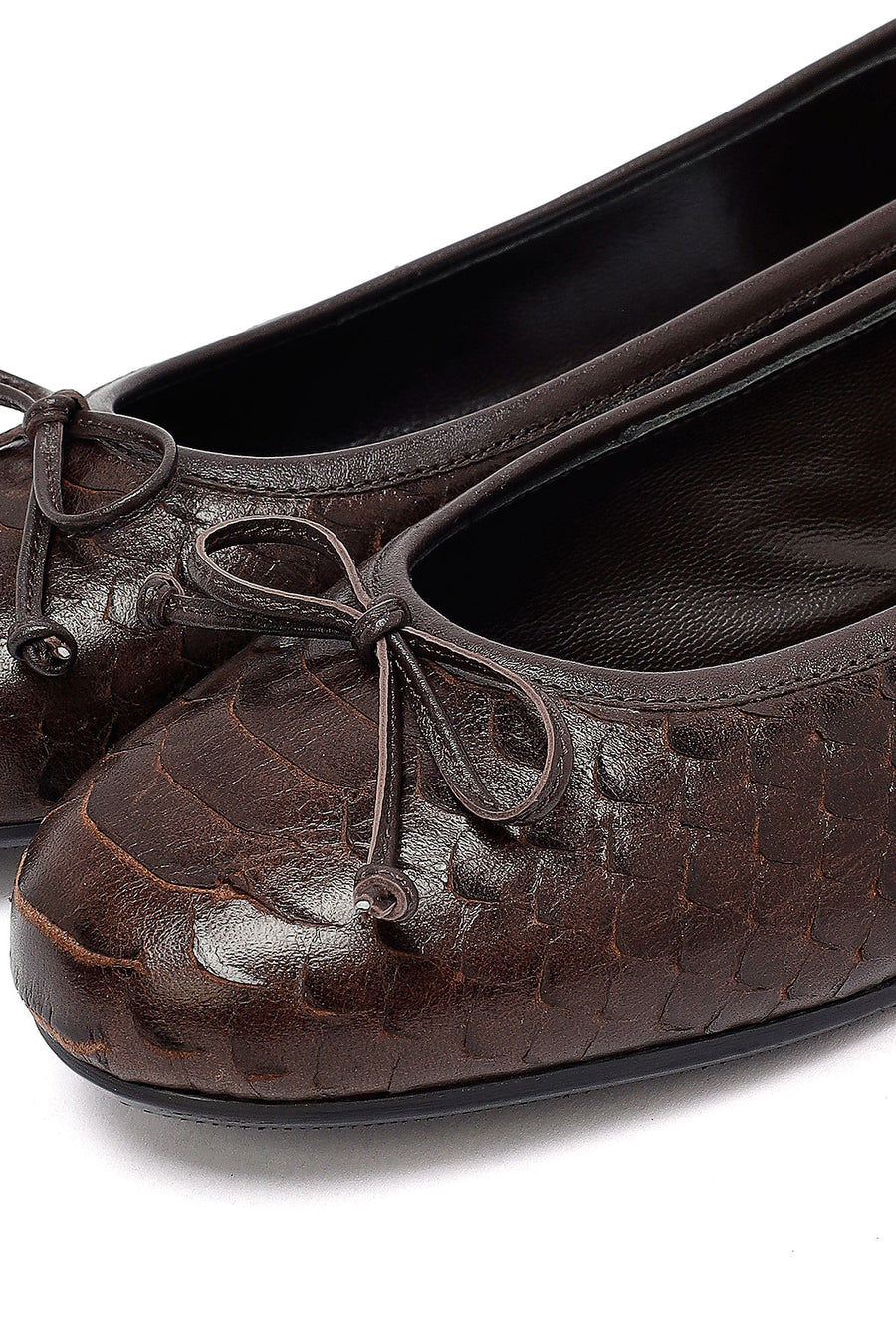 Woman Brown Patterned Leather Babet