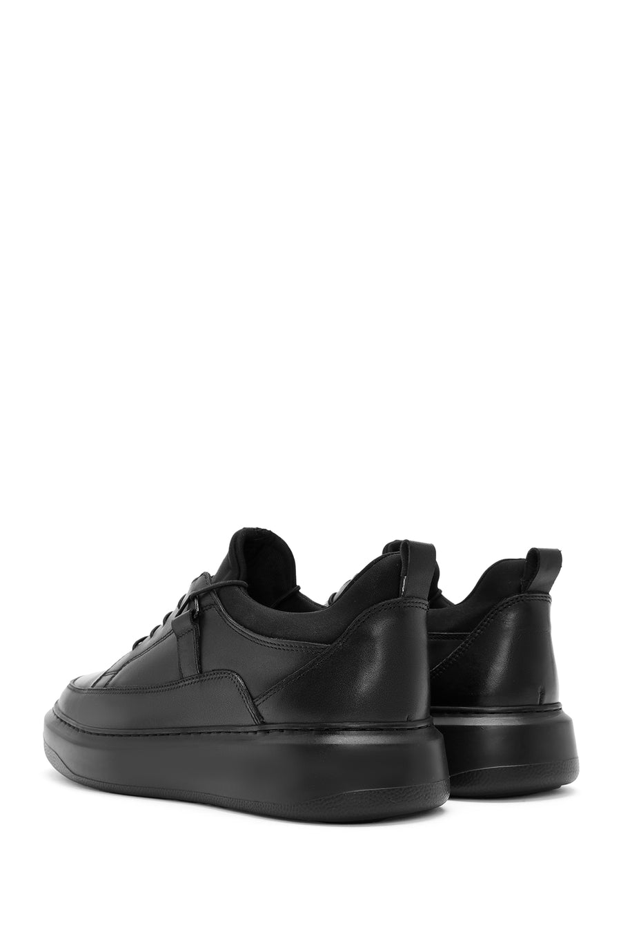 Men's Black Lace-up Leather Sneaker