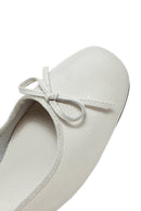 Women's White Leather Ballerinas with Buckle Detail | Derimod