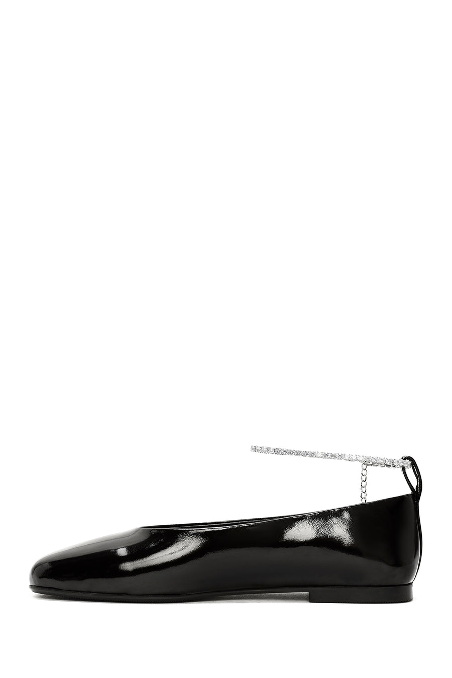 Women's Black Stone Detailed Patent Leather Ballerinas