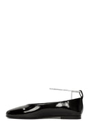 Women's Black Stone Detailed Patent Leather Ballerinas | Derimod