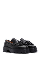 Women's Black Leather Masculine Loafer | Derimod