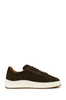 Male Khaki Lace-Up Thick-Soled Suede Leather Sneaker | Derimod