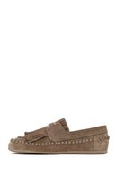 Woman Mink Tasselled Suede Loafer | Derimod