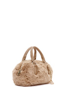 Women's Cream Long Strap Accessory Detailed Plush Mini Handbag | Derimod