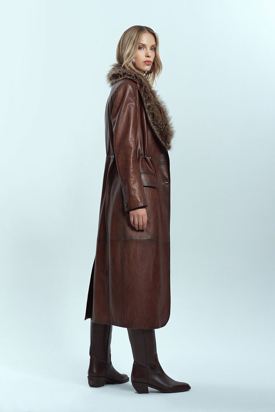Juliet Women's Brown Fur Leather Coat