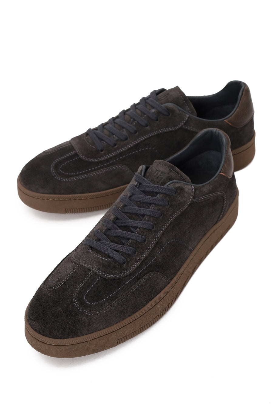 Erkek Antrasit Bağcıklı Kalın Tabanlı Süet Deri Sneaker