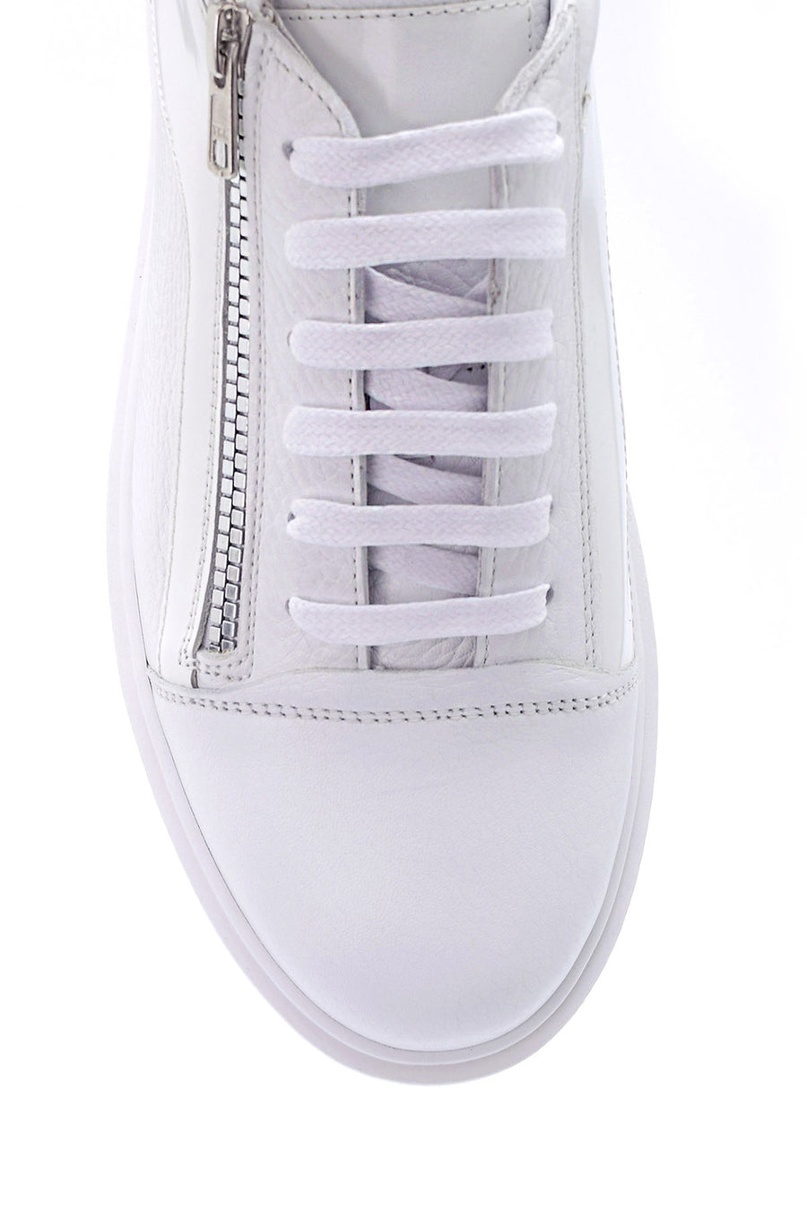 Erkek Fermuar Detaylı Deri Sneaker