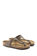 Birkenstock Women's Brown Birko-Flor Nubuck Flip Flops | Derimod